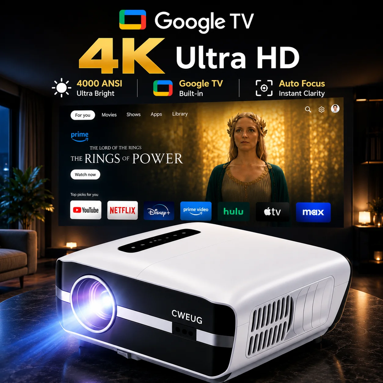 Outdoor Power Products - جهاز عرض NewA9S بدقة 4K مع