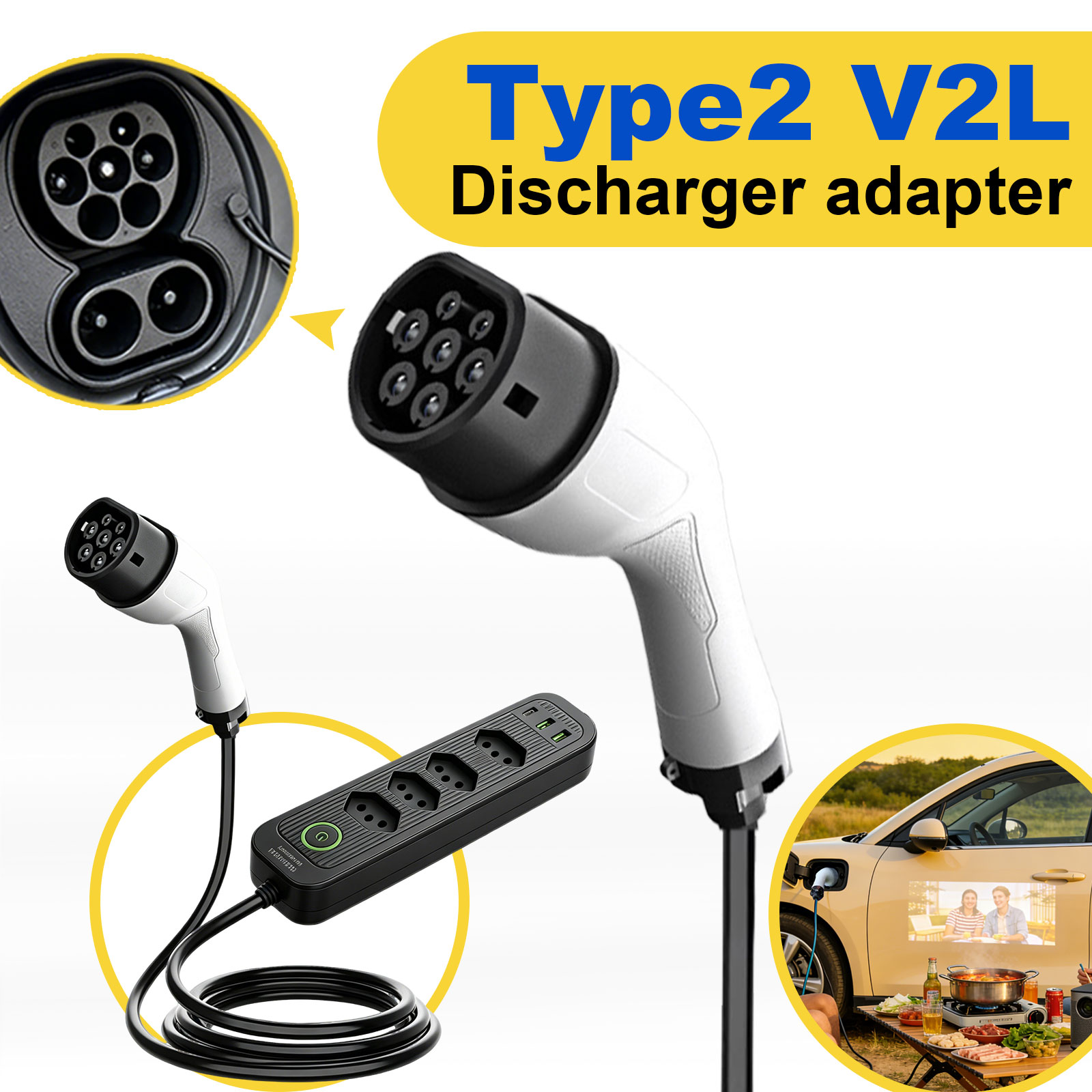 محول تفريغ طاقة من النوع 2 V2L - مراجعة Outdoor Power Outlet وسعره