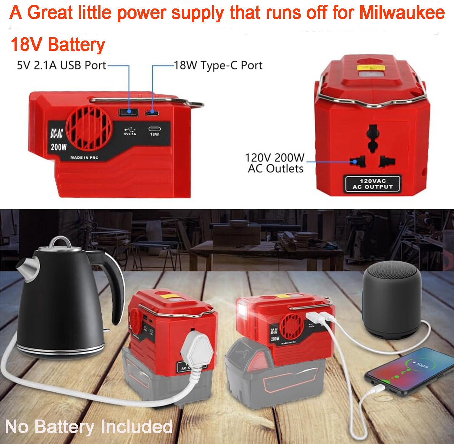 محول طاقة محمول مع إضاءة ليد ، - مراجعة Outdoor Power Inverter وسعره