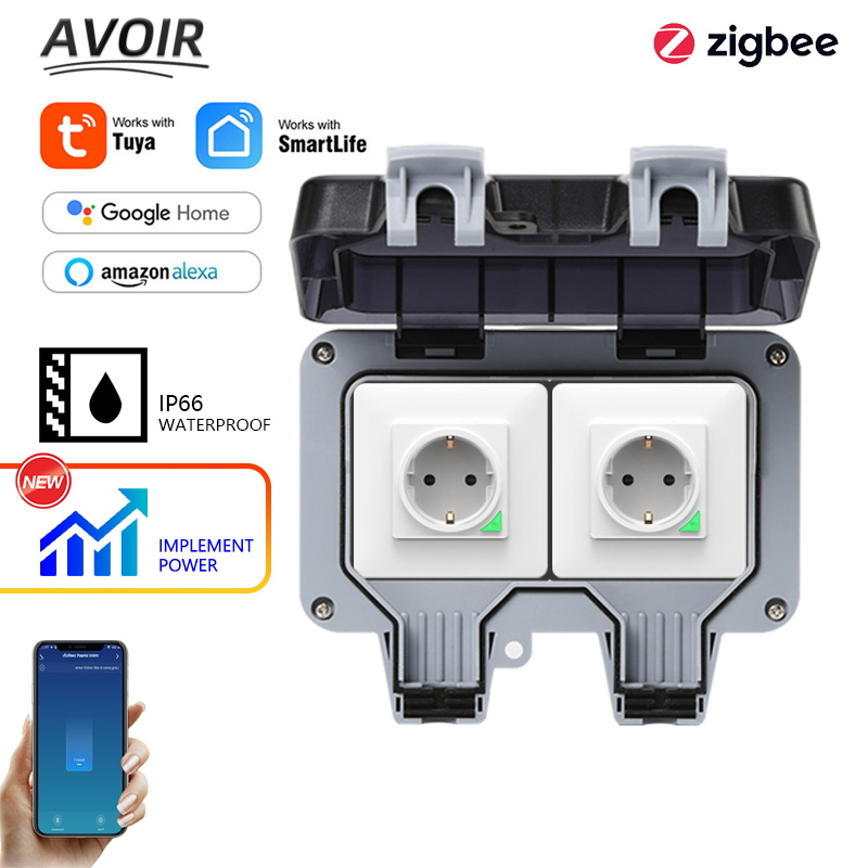 Avoir Tuya Zigbee المقابس الكه - مراجعة Outdoor Power Outlet Waterproof وسعره