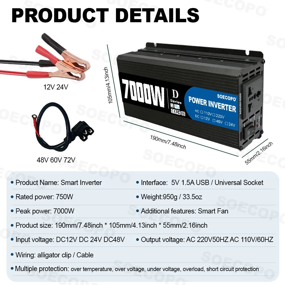 SOECOPO 7000 واط عاكس الطاقة ، - مراجعة Outdoor Power Inverter وسعره