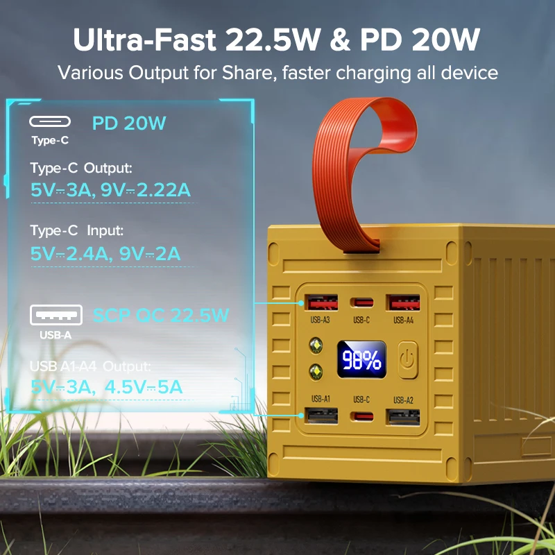 QOOVI 60000mAh قوة البنك 22.5W - مراجعة Outdoor Power Hub وسعره